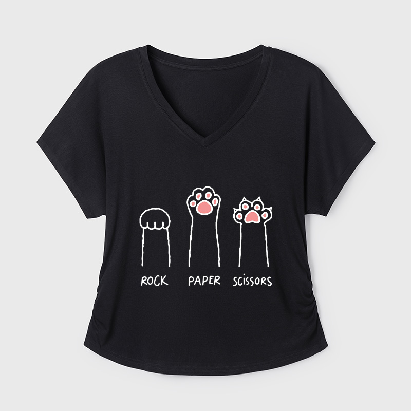 Cat Paw Geek Dolman Sleeve V-Neck Shirt