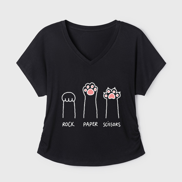 Cat Paw Geek Dolman Sleeve V-Neck Shirt