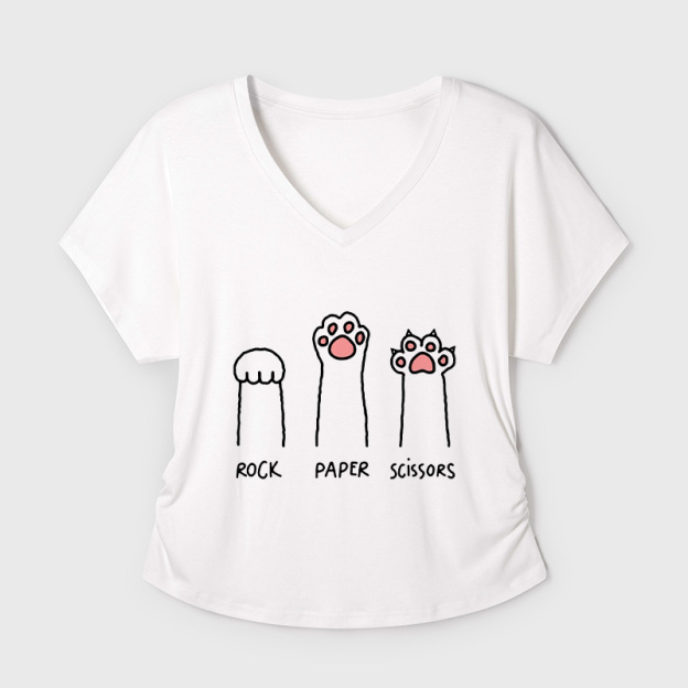Cat Paw Geek Dolman Sleeve V-Neck Shirt