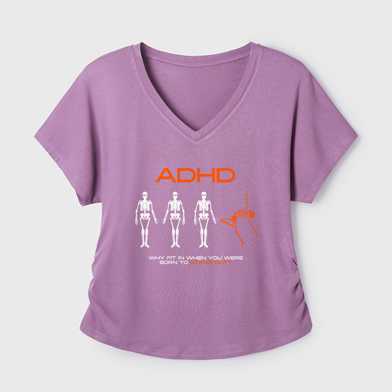 ADHD Awareness Geek Dolman Sleeve V-Neck Shirt