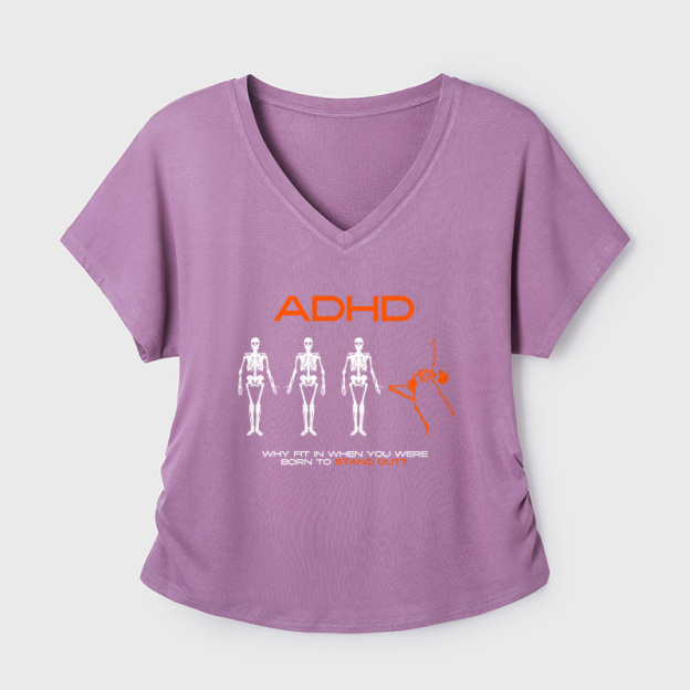 ADHD Awareness Geek Dolman Sleeve V-Neck Shirt
