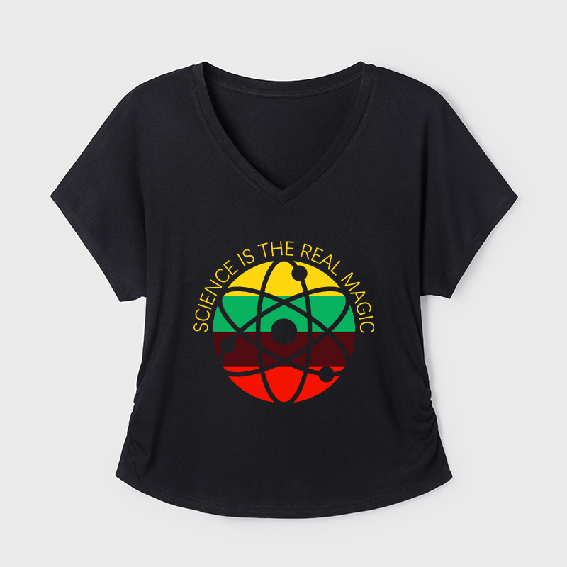 Science Is Real Geek Dolman Sleeve V-Neck Shirt