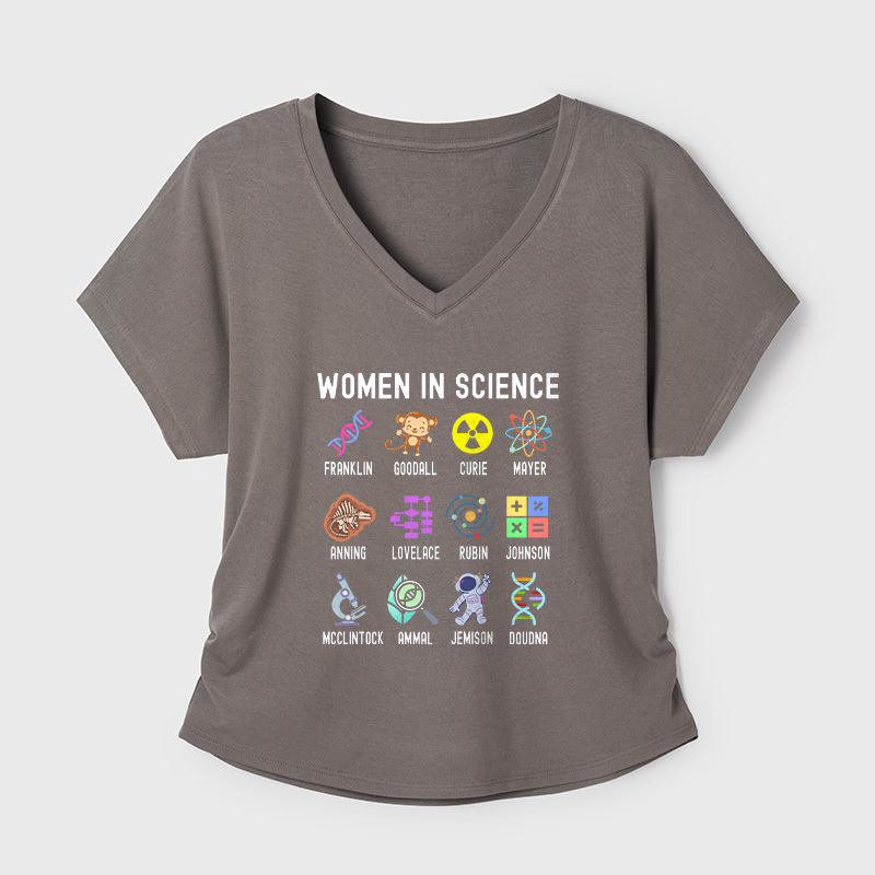 Women In Science Steminist Geek Dolman Sleeve V-Neck Shirt