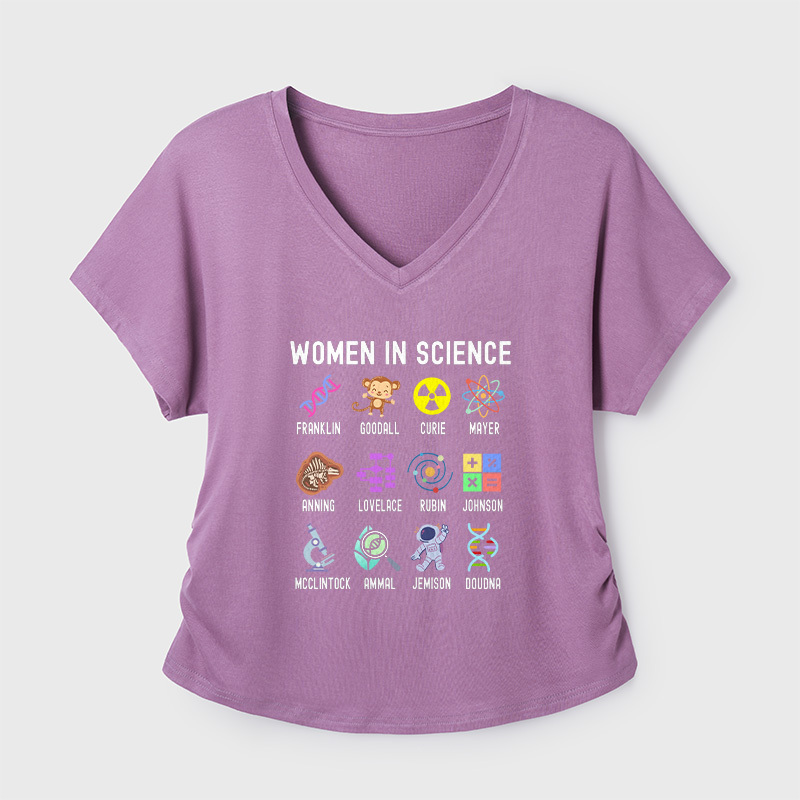 Women In Science Steminist Geek Dolman Sleeve V-Neck Shirt