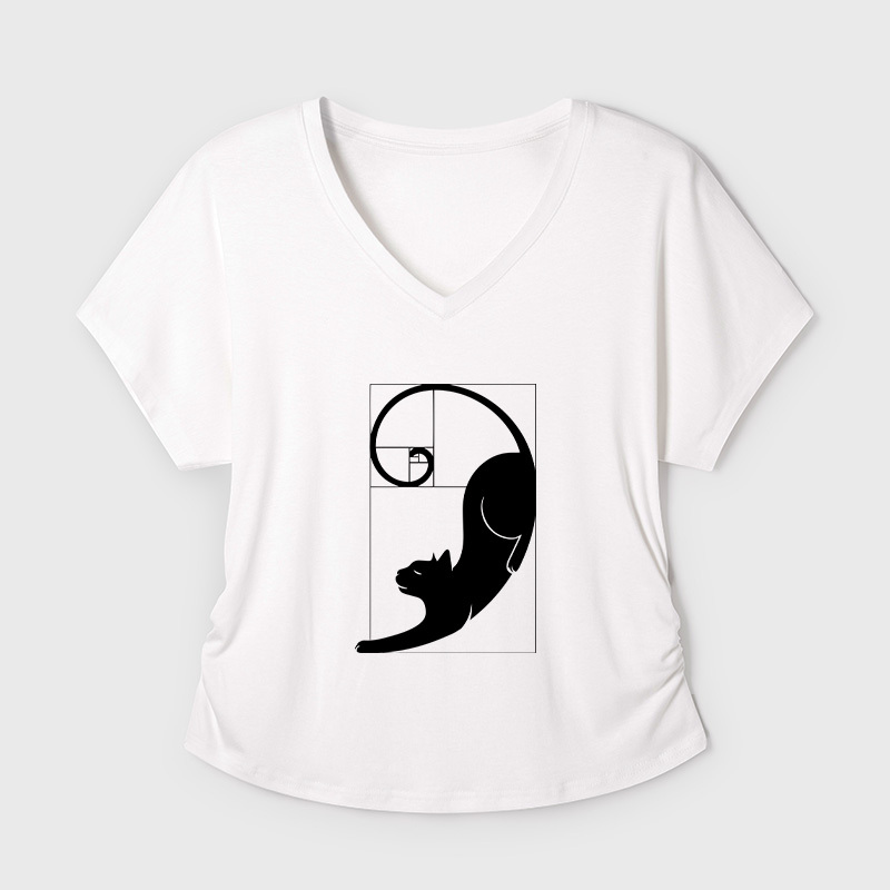 Fibonacci Kitty Geek Dolman Sleeve V-Neck Shirt