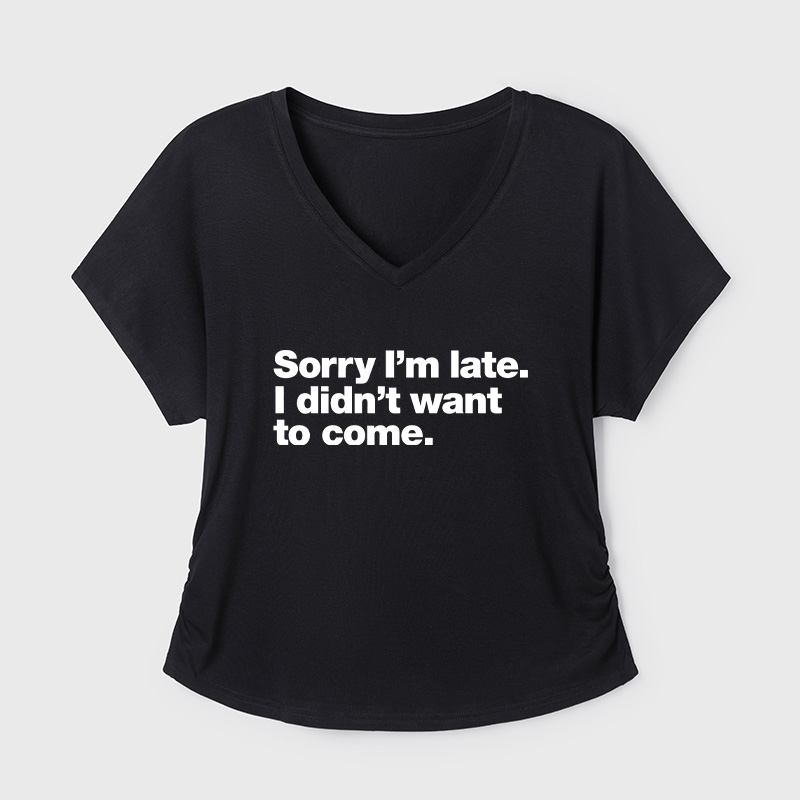 I Didn't Want to Come Geek Dolman Sleeve V-Neck Shirt