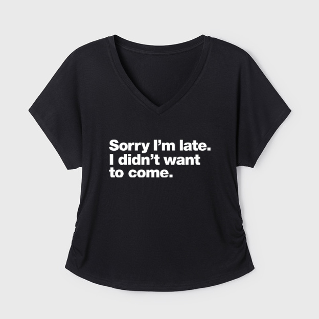 I Didn't Want to Come Geek Dolman Sleeve V-Neck Shirt