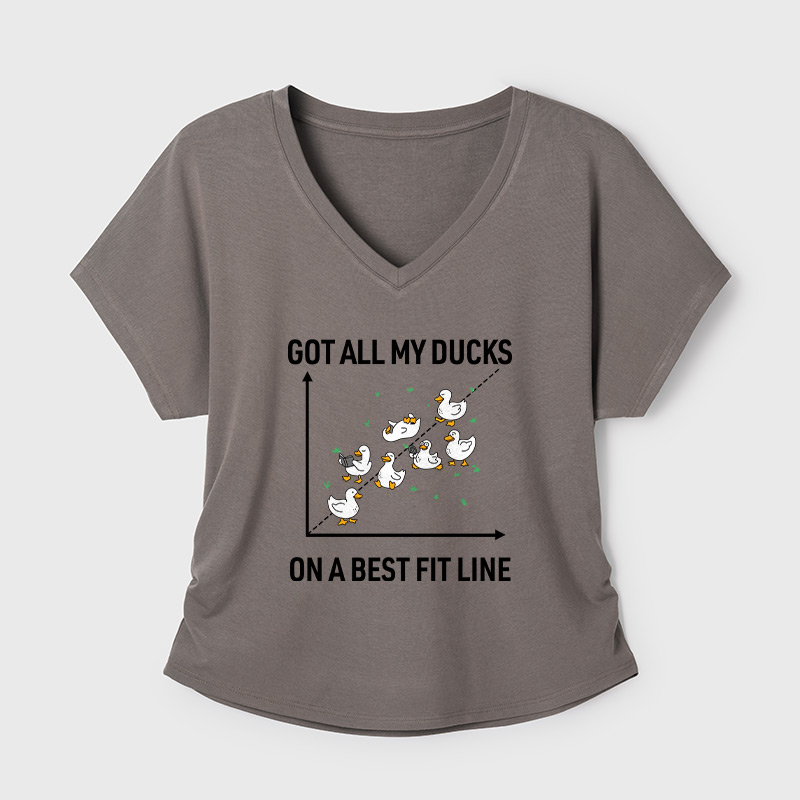 Ducks in a Row Geek Dolman Sleeve V-Neck Shirt