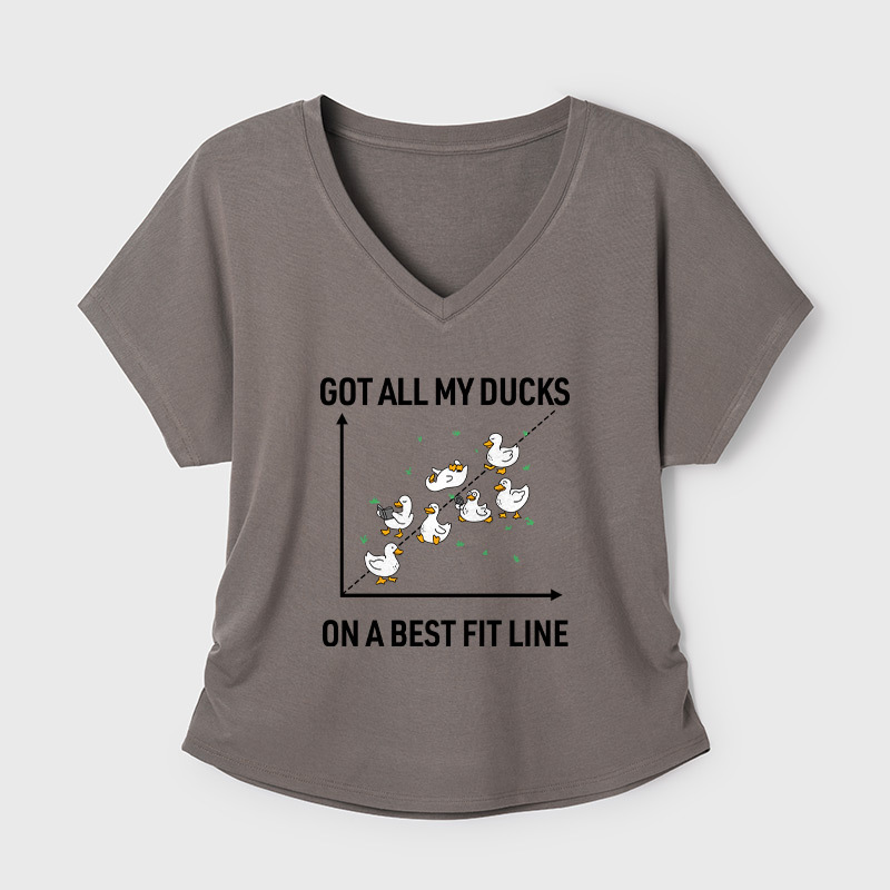 Ducks in a Row Geek Dolman Sleeve V-Neck Shirt