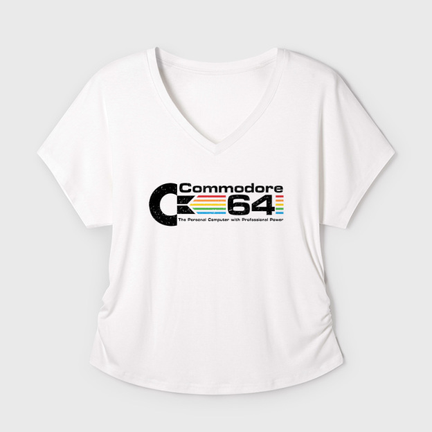 Commodore 64 Nerd Geek Dolman Sleeve V-Neck Shirt
