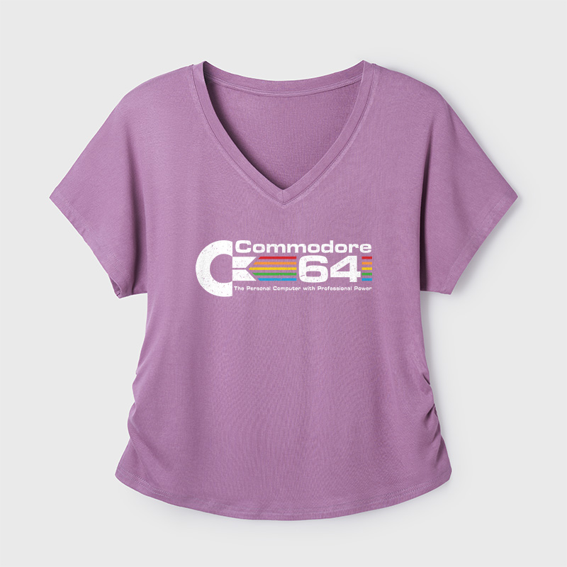 Commodore 64 Nerd Geek Dolman Sleeve V-Neck Shirt