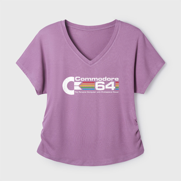 Commodore 64 Nerd Geek Dolman Sleeve V-Neck Shirt