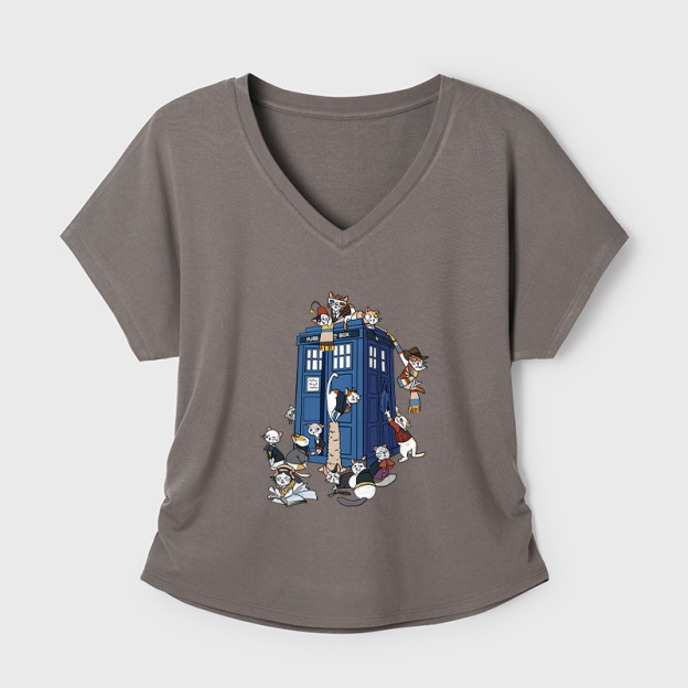 Doctor Cat Geek Dolman Sleeve V-Neck Shirt