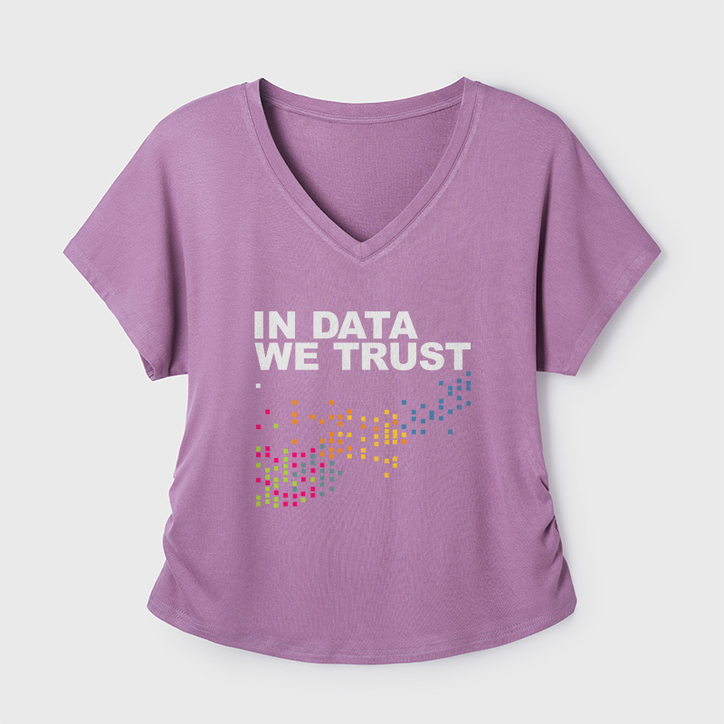 In Big Data We Trust Geek Dolman Sleeve V-Neck Shirt