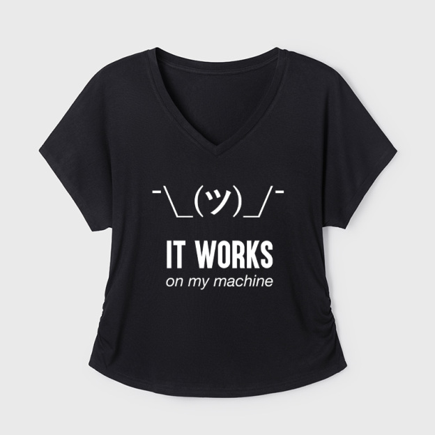 It works on my machine Geek Dolman Sleeve V-Neck Shirt