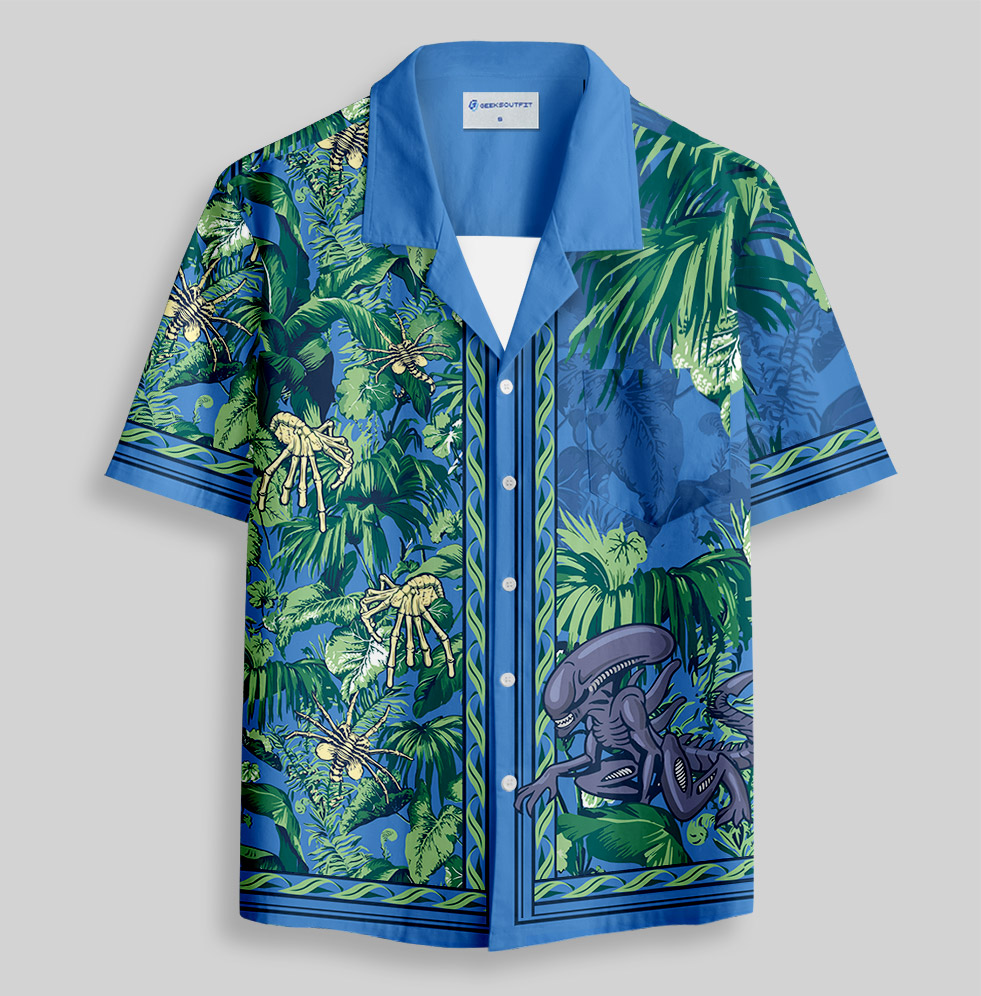 Facehugger Tropical Adventure Button Up Pocket Shirt