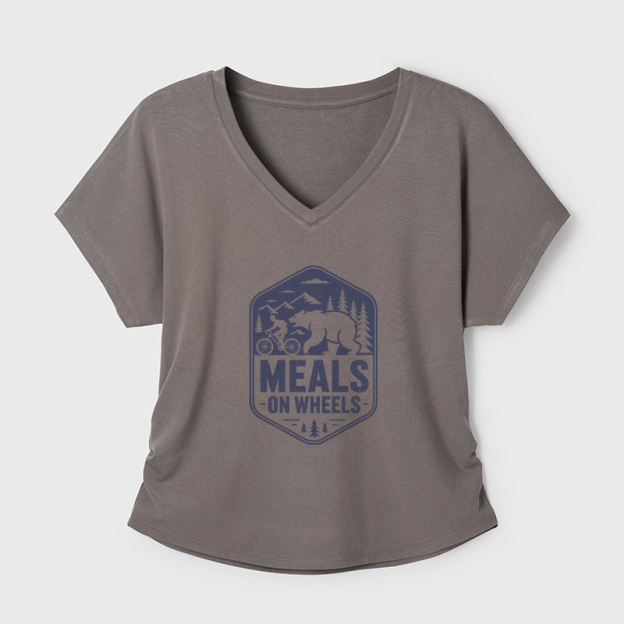 Natural Meals On Wheels Geek Dolman Sleeve V-Neck Shirt