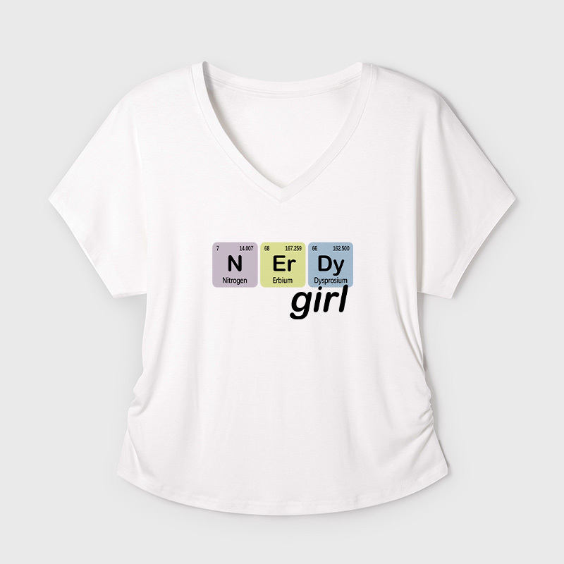 Nerdy Girl Geek Dolman Sleeve V-Neck Shirt