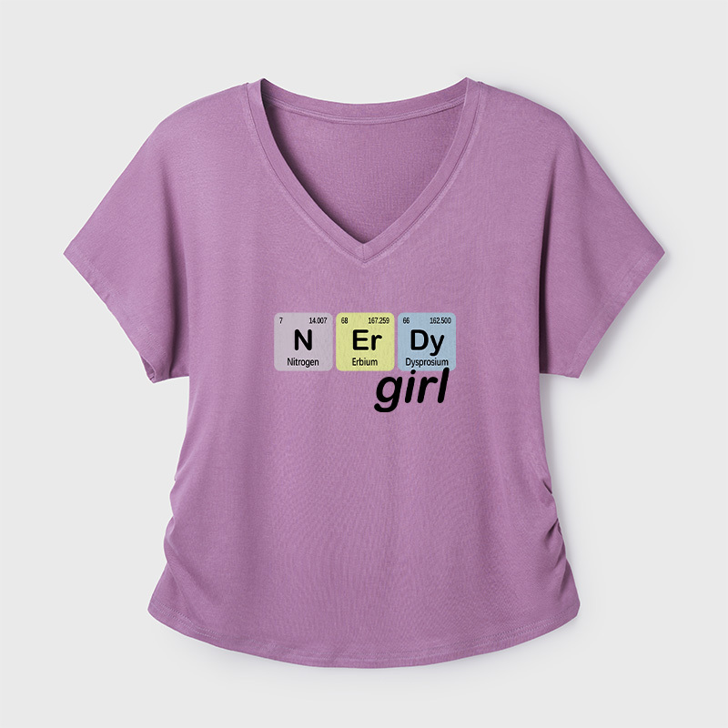 Nerdy Girl Geek Dolman Sleeve V-Neck Shirt