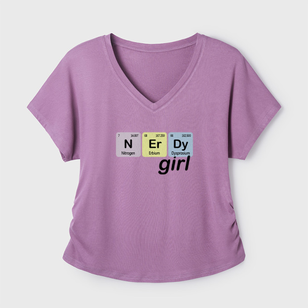 Nerdy Girl Geek Dolman Sleeve V-Neck Shirt