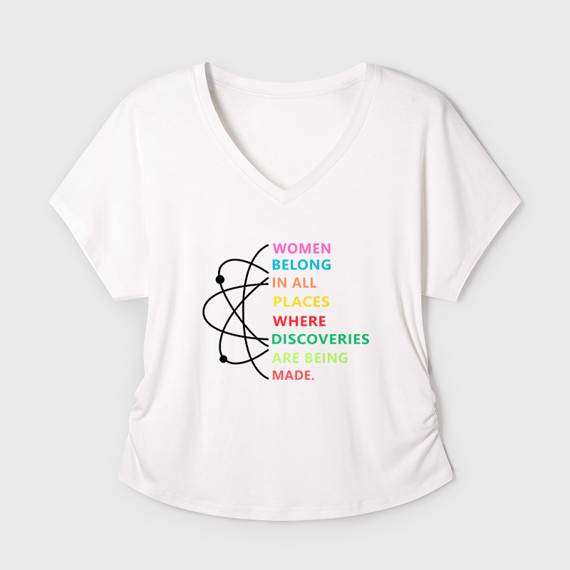 Women Belong In Science Geek Dolman Sleeve V-Neck Shirt