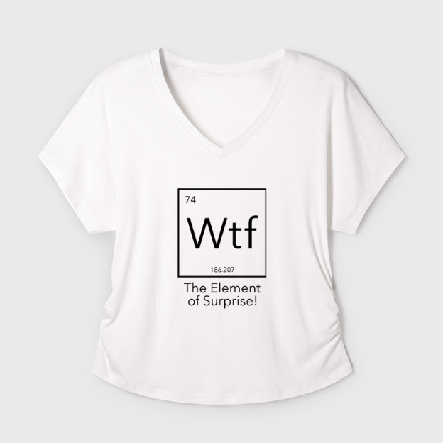 Wtf - The Element of Surprise Funny Science Geek Dolman Sleeve V-Neck Shirt
