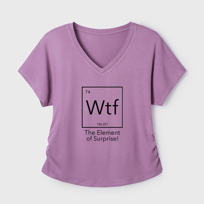 Wtf - The Element of Surprise Funny Science Geek Dolman Sleeve V-Neck Shirt