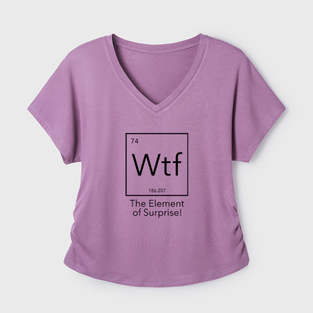 Wtf - The Element of Surprise Funny Science Geek Dolman Sleeve V-Neck Shirt