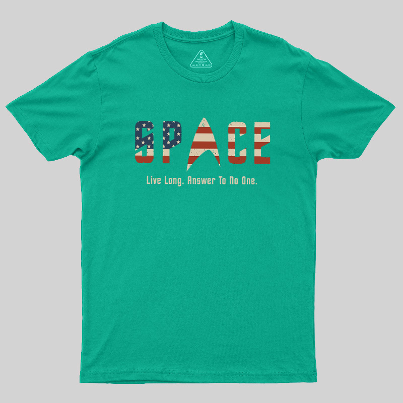 US Flag Deep Space Motto Geek T-Shirt