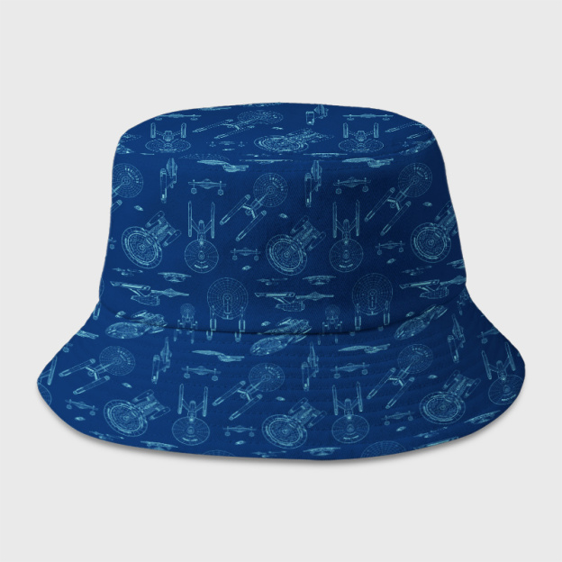 Spaceship Line Drawing Geek Bucket Hat