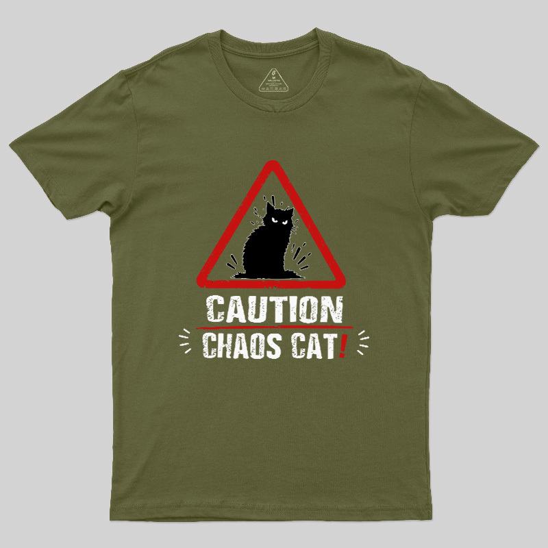 Caution Chaos Cat Geek T-Shirt