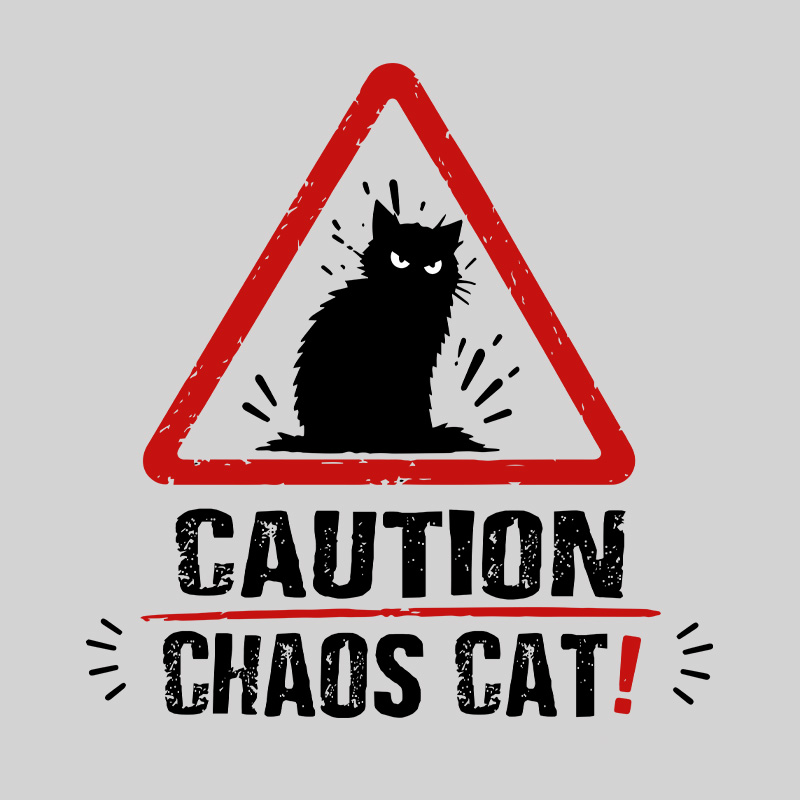 Caution Chaos Cat Geek T-Shirt
