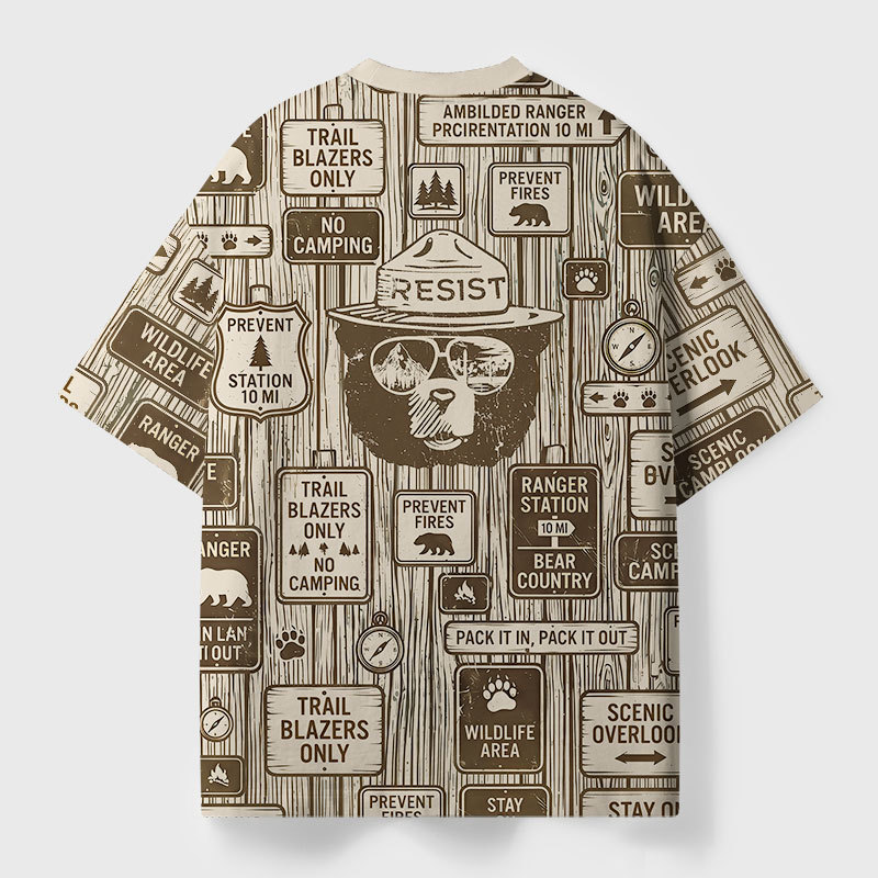 Eco Conservation Hiker Geek Eco Oversized Graphic Tees