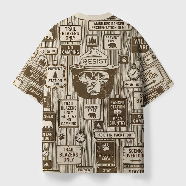 Eco Conservation Hiker Geek Eco Oversized Graphic Tees