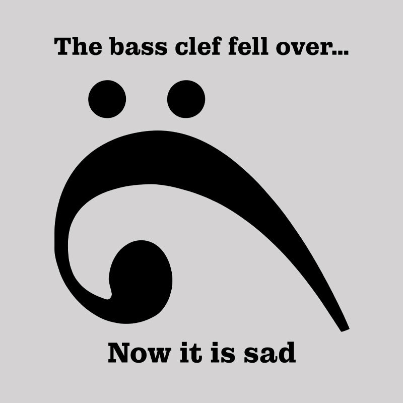 Sad Bass Clef Emoji Geek T-Shirt
