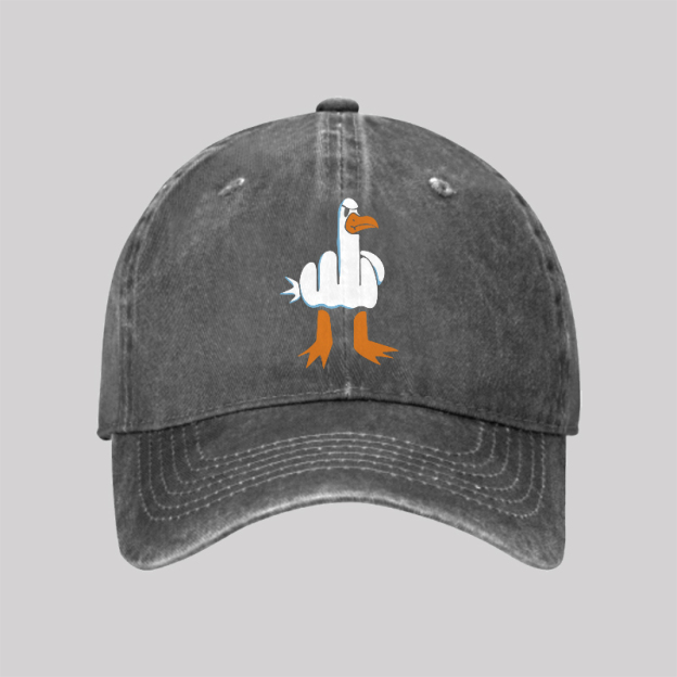 Rude Seagull Design Funny Washed Vintage Baseball Cap