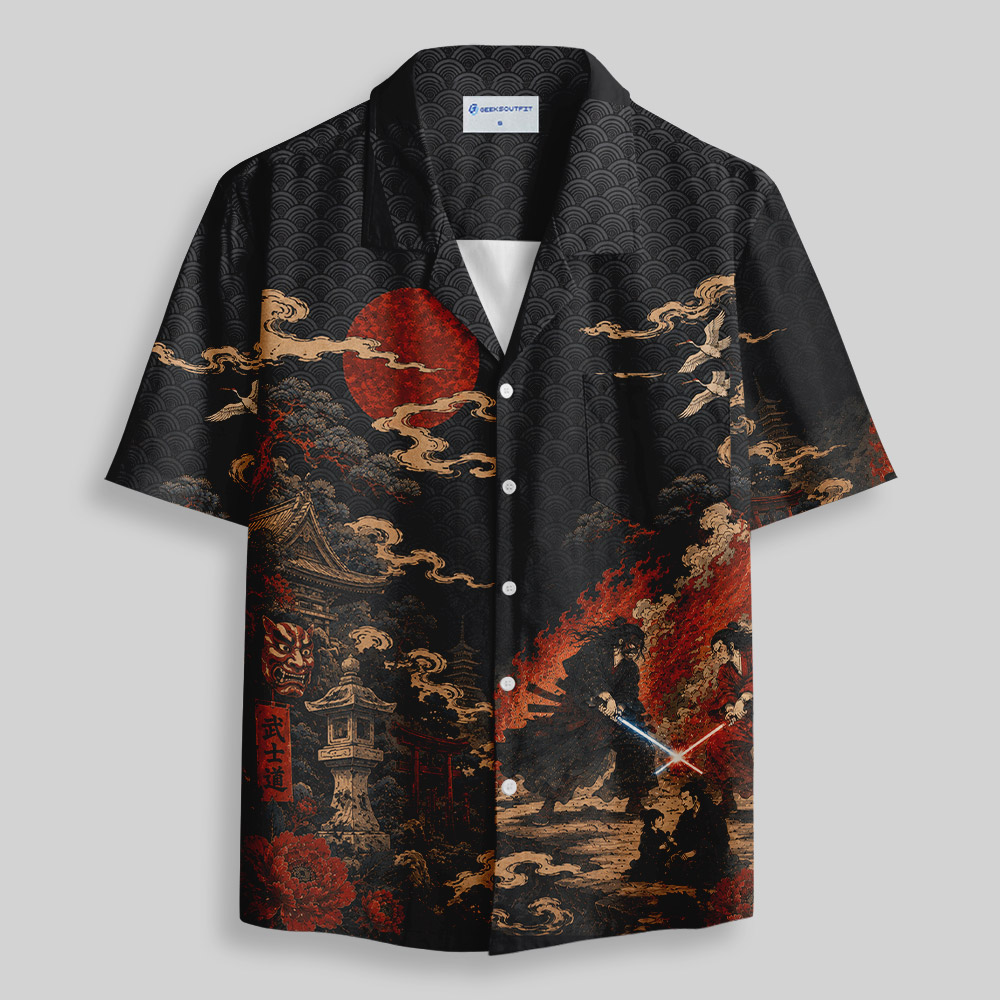 Vintage Ukiyo-e Laser Katana Samurai Duel Geek T-Shirt