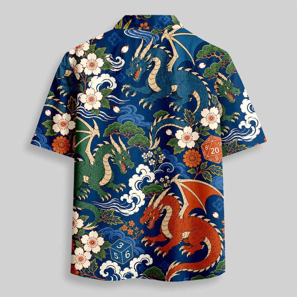 Ukiyo Dragon & Dice Button Up Pocket Shirt