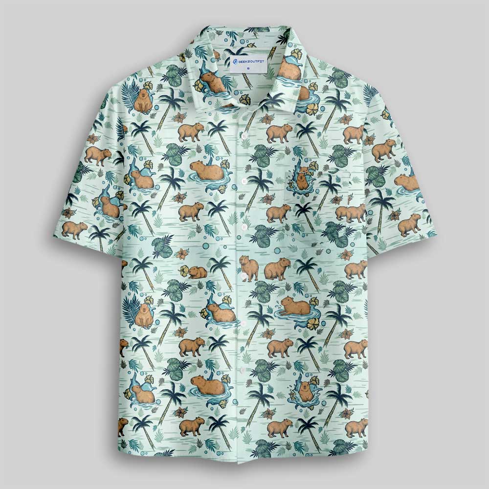 Island Capybara Button Up Pocket Shirt