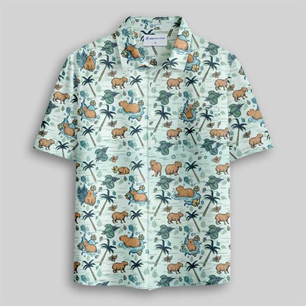 Island Capybara Button Up Pocket Shirt