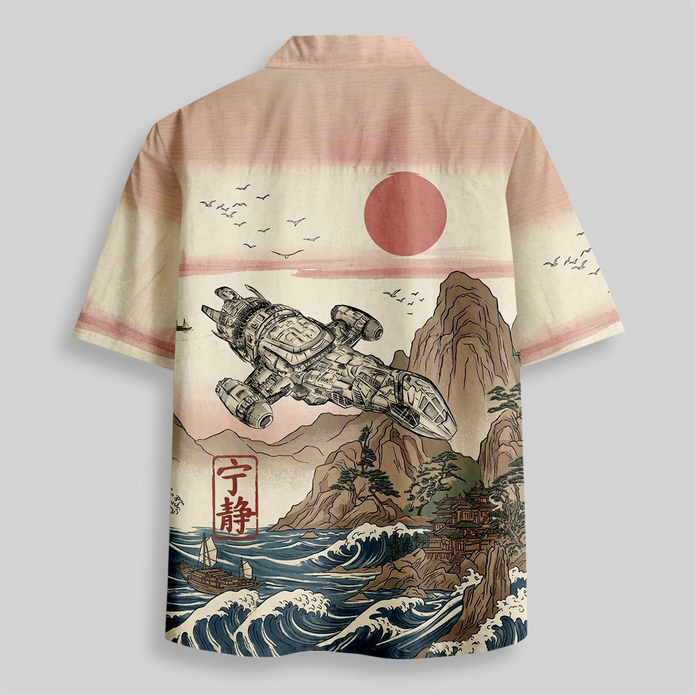 Serenity Red Sun Coast Button Up Pocket Shirt