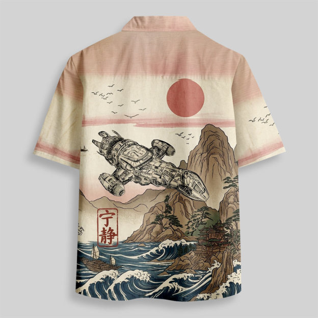 Serenity Red Sun Coast Button Up Pocket Shirt