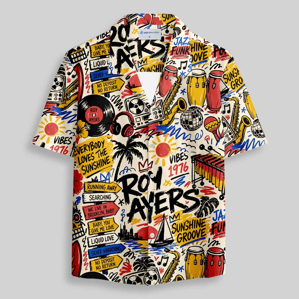 Sunshine Groove Graffiti Button Up Pocket Shirt