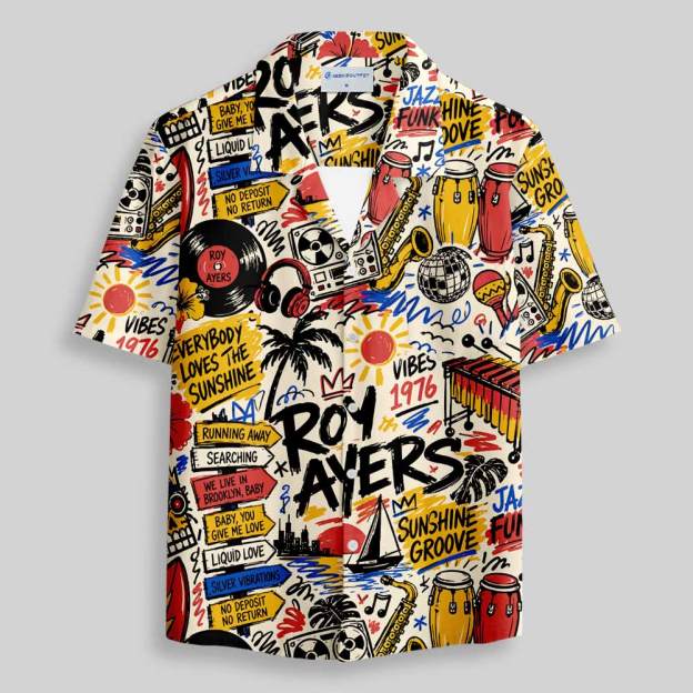 Sunshine Groove Graffiti Button Up Pocket Shirt