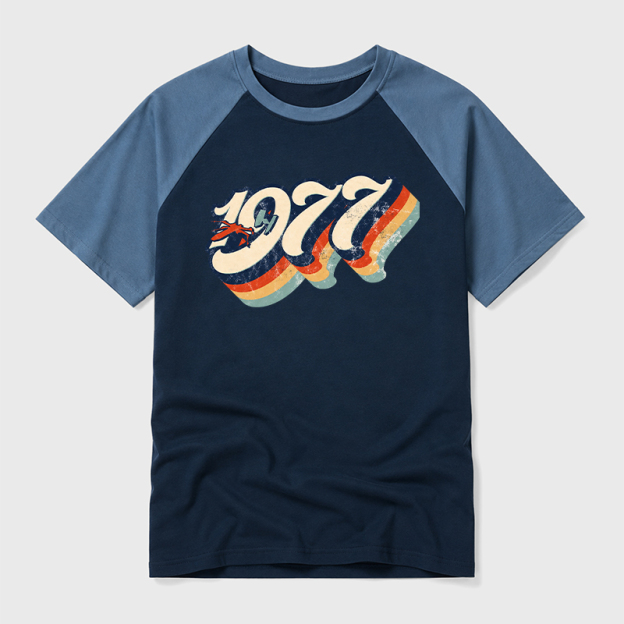 1977 Vintage Geek Retro Raglan T-Shirt