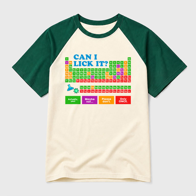 Can I Lick It Periodic Table Geek Retro Raglan T-Shirt