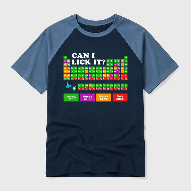 Can I Lick It Periodic Table Geek Retro Raglan T-Shirt