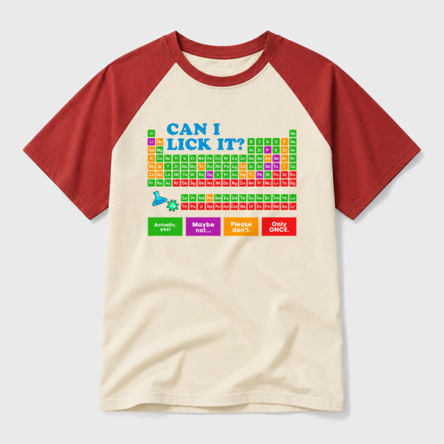 Can I Lick It Periodic Table Geek Retro Raglan T-Shirt