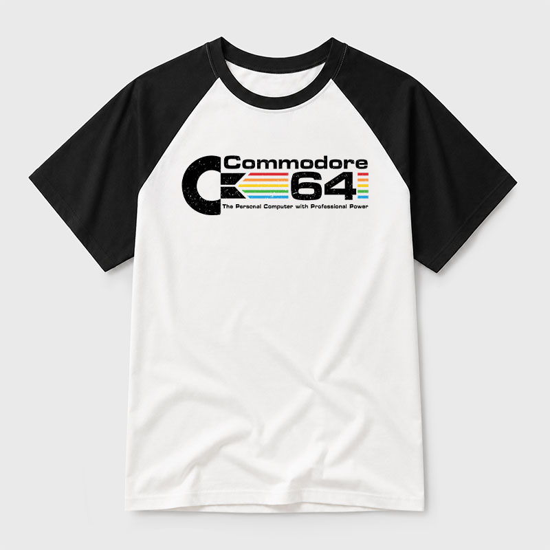 Commodore 64 Nerd Geek Retro Raglan T-Shirt