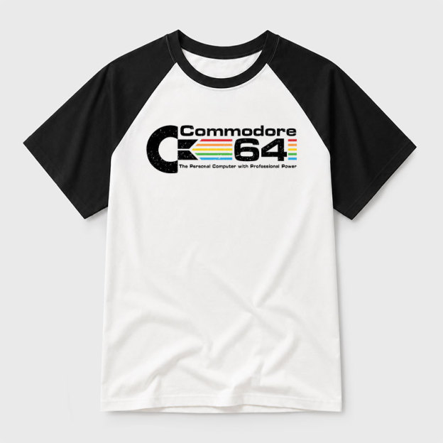 Commodore 64 Nerd Geek Retro Raglan T-Shirt